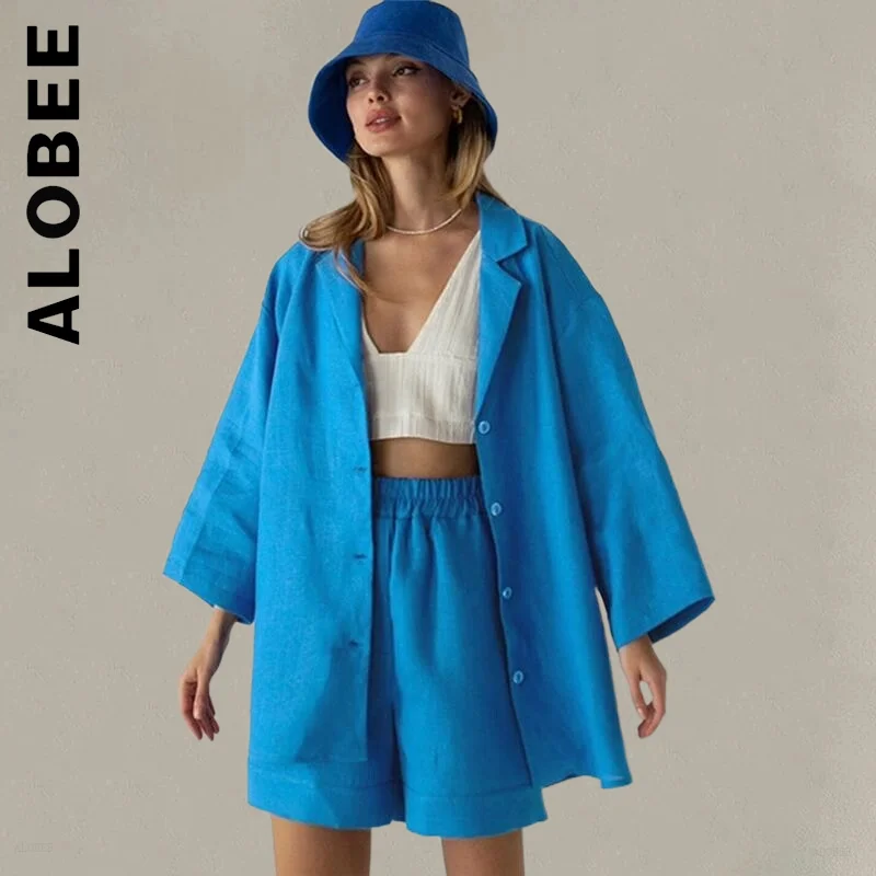 Alobee Women Set New Loose Short Pants Party Casual 100% Cotton Two Piece Sets Chic Simple Elegant Sweatsuits For Women Female
Alobee Women Set New Loose Short Pants Party Casual 100% Cotton Two Piece Sets Chic Simple Elegant Sweatsuits For Women Female