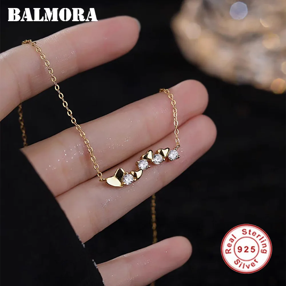 BALMORA S925 Silver Gold Love Heart Zircon Pendant Necklaces For Women Girl Fashion Geometric Clavicle Chain Jewelry Gift
BALMORA S925 Silver Gold Love Heart Zircon Pendant Necklaces For Women Girl Fashion Geometric Clavicle Chain Jewelry Gift
