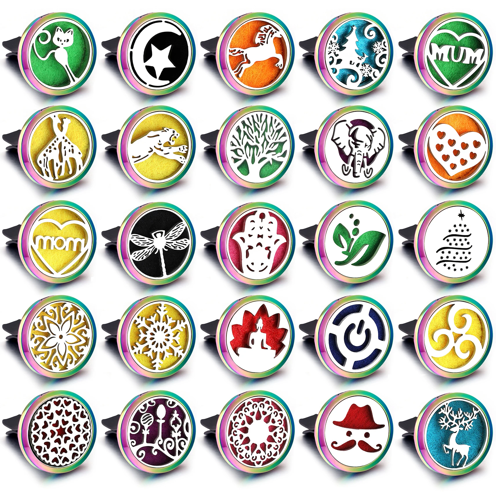 Colorful Car Aromatherapy Stainless Steel Perfume Jewelry Car Air Freshener Clip Multiple Essential Oil Diffuser Locket Pendants
Colorful Car Aromatherapy Stainless Steel Perfume Jewelry Car Air Freshener Clip Multiple Essential Oil Diffuser Locket Pendants