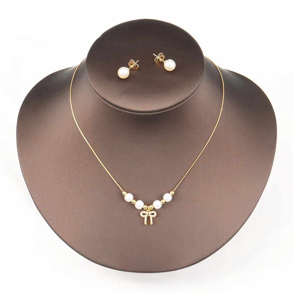 Bohemian Fashion Jewelry Sets for Women Pearl Earrings Bowknot Necklace Korean Simple And Cute Jewelry Wedding Party Gift
Bohemian Fashion Jewelry Sets for Women Pearl Earrings Bowknot Necklace Korean Simple And Cute Jewelry Wedding Party Gift