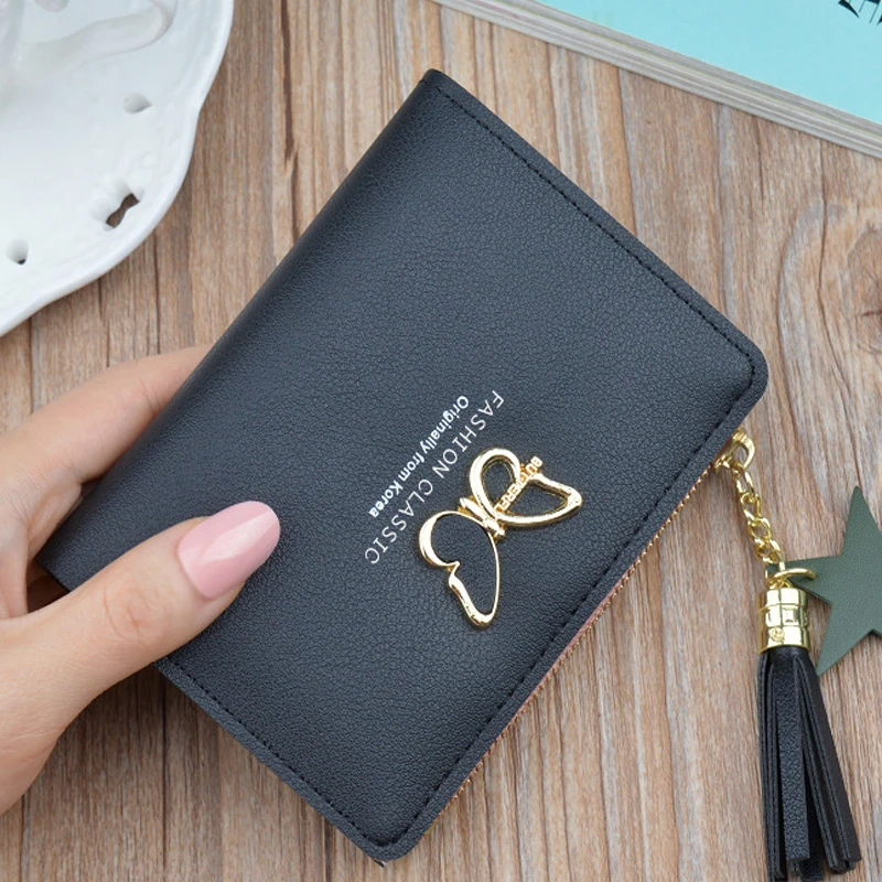 2021 New Arrival Short Women's Wallet Fashion Ladies Hasp Small Card Holder Printed Butterfly Tassel Two-fold Female Coin Bags
2021 New Arrival Short Women's Wallet Fashion Ladies Hasp Small Card Holder Printed Butterfly Tassel Two-fold Female Coin Bags
