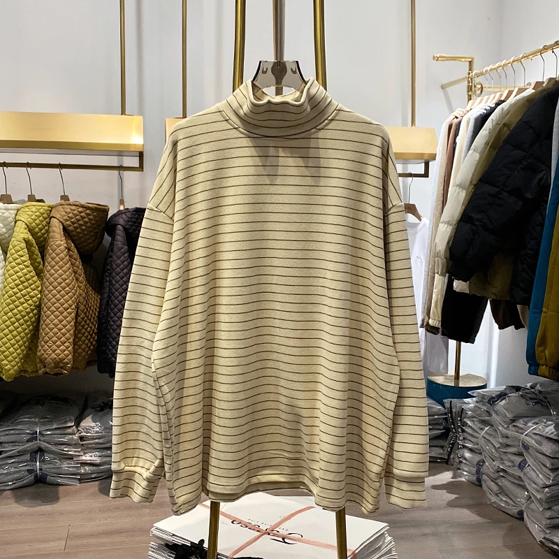 【Live Shot】thicken Sanding Loose Striped Basic T-shirt for Women New Autumn Winter High Collar Long Sleeve T Shirt Top
【Live Shot】thicken Sanding Loose Striped Basic T-shirt for Women New Autumn Winter High Collar Long Sleeve T Shirt Top