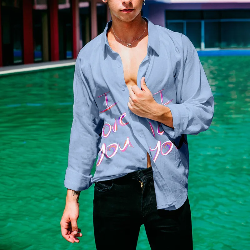 Men Shirt Tops Single-breasted Fashion Lapel Multicolor Letter Print Loose Long-sleeved Spring and Autumn Business Casual Shirt
Men Shirt Tops Single-breasted Fashion Lapel Multicolor Letter Print Loose Long-sleeved Spring and Autumn Business Casual Shirt