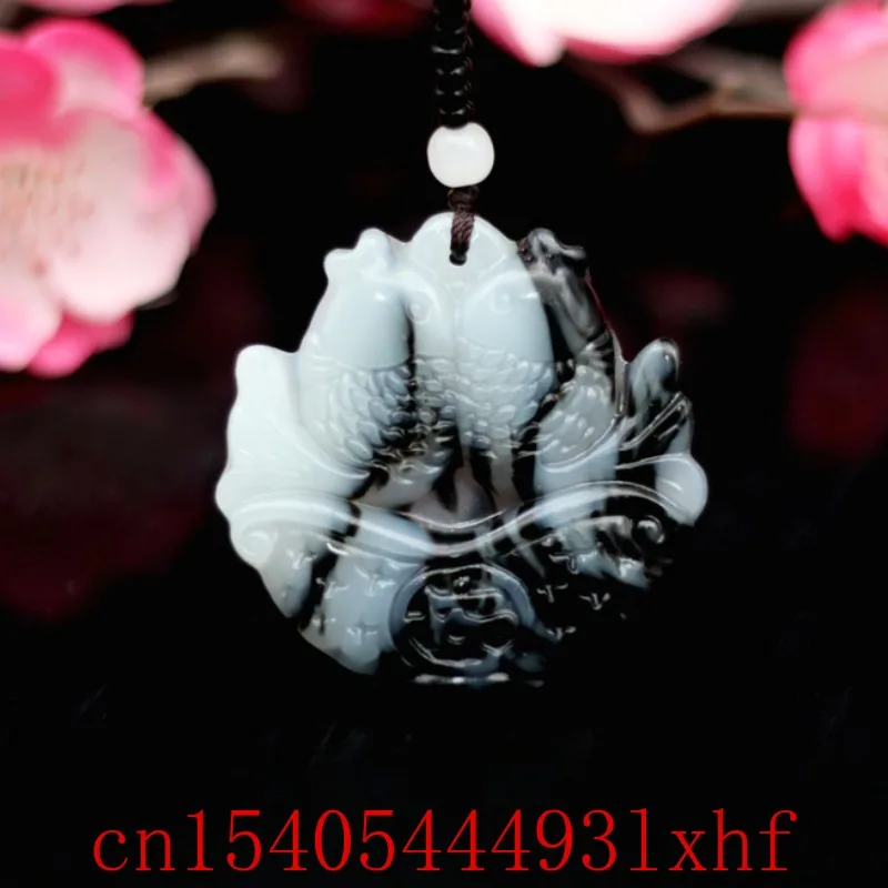 Natural Black White Jade Carp Pendant Necklace Fashion Jewelry Carved Jadeite Safety Gemstone Charm Amulet Gifts for Women Men
Natural Black White Jade Carp Pendant Necklace Fashion Jewelry Carved Jadeite Safety Gemstone Charm Amulet Gifts for Women Men