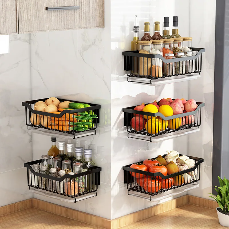 Stainless Steel Kitchen Storage Basket Multifunctional Fruit Vegetable Drain Storage Organizer Free-punch Spice Rack Dish Shelf
Stainless Steel Kitchen Storage Basket Multifunctional Fruit Vegetable Drain Storage Organizer Free-punch Spice Rack Dish Shelf