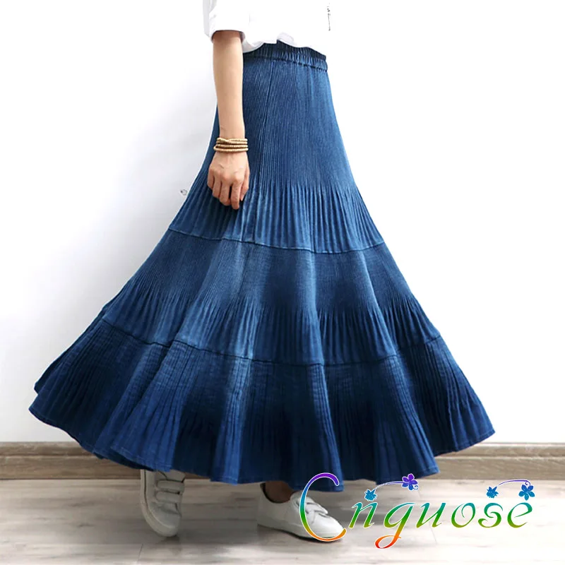 Female Woman Clothes Clothing New Elegant Casual Fashion Cake a-line Pleated Jeans Maxi Long Skirts Denim with Women 2022
Female Woman Clothes Clothing New Elegant Casual Fashion Cake a-line Pleated Jeans Maxi Long Skirts Denim with Women 2022