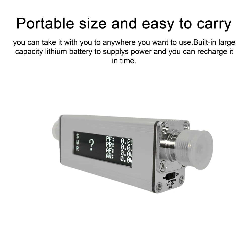 Portable SWR Shortwave Power Meter Mini Standing Wave Meter0-100W 1.8M-30M OLED Display Screen Aluminium Alloy Housing
Portable SWR Shortwave Power Meter Mini Standing Wave Meter0-100W 1.8M-30M OLED Display Screen Aluminium Alloy Housing