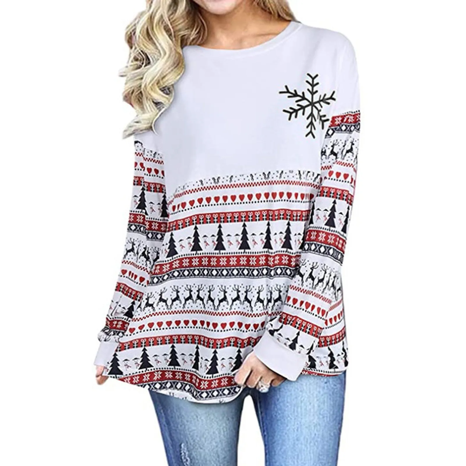 Women Fashion Pile Cotton Shirts O-Neck Christmas Print T-shirt Tops Blouse Women's Blouse Women S T Shirts 
Women Fashion Pile Cotton Shirts O-Neck Christmas Print T-shirt Tops Blouse Women's Blouse Women S T Shirts