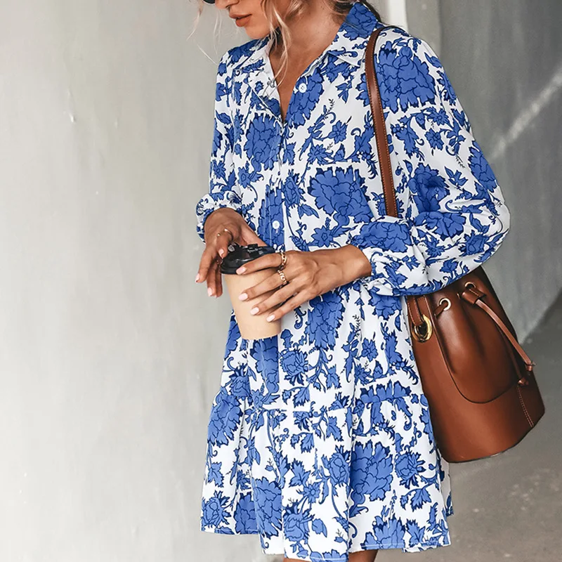 Bohemian Floral Print Dress Women Fashion Casual Women Ins Long Lantern Sleeve Turn Down Collar Single Breasted Shirt Dress
Bohemian Floral Print Dress Women Fashion Casual Women Ins Long Lantern Sleeve Turn Down Collar Single Breasted Shirt Dress
