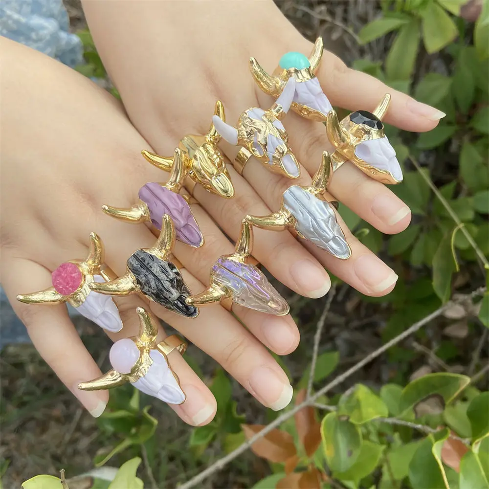GATTVICT Aesthetic Boho Resin Bull Head Skull Shaped Ring For Women Fashion Retro Personalized Vintage Charm Finger jewelry
GATTVICT Aesthetic Boho Resin Bull Head Skull Shaped Ring For Women Fashion Retro Personalized Vintage Charm Finger jewelry