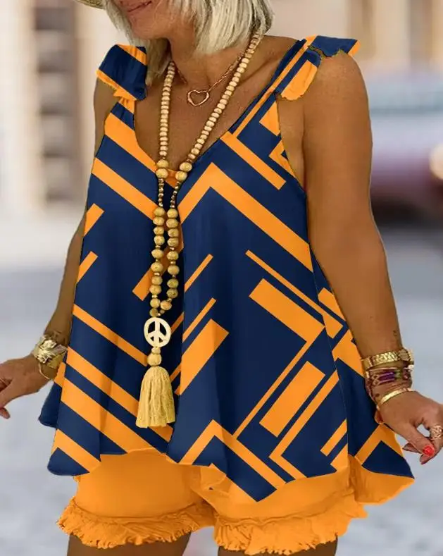 Two Piece Sets Womens Outifits 2023 Summer Fashion Contrast Leopard Print Flutter Sleeve Flowy Tank Top & Raw Hem Shorts Set
Two Piece Sets Womens Outifits 2023 Summer Fashion Contrast Leopard Print Flutter Sleeve Flowy Tank Top & Raw Hem Shorts Set