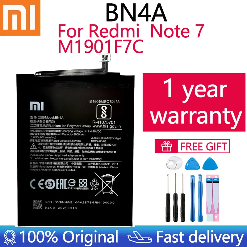 2020 original Battery 4000mAh BN4A Phone Batteries For Xiaomi Redmi Note7 Note 7 Pro M1901F7C Genuine Phone Battery + Free Tools
2020 original Battery 4000mAh BN4A Phone Batteries For Xiaomi Redmi Note7 Note 7 Pro M1901F7C Genuine Phone Battery + Free Tools