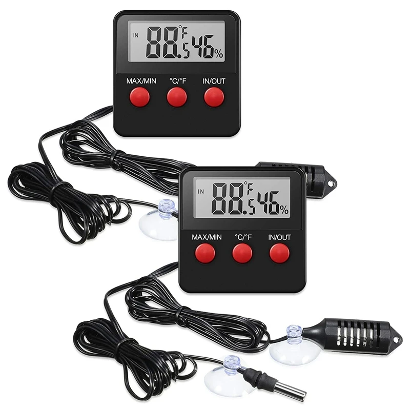 2 Pieces Digital Reptile Thermometer Hygrometer With Probes Terrarium Reptile Humidity Gauge Indoor Outdoor Digital
2 Pieces Digital Reptile Thermometer Hygrometer With Probes Terrarium Reptile Humidity Gauge Indoor Outdoor Digital