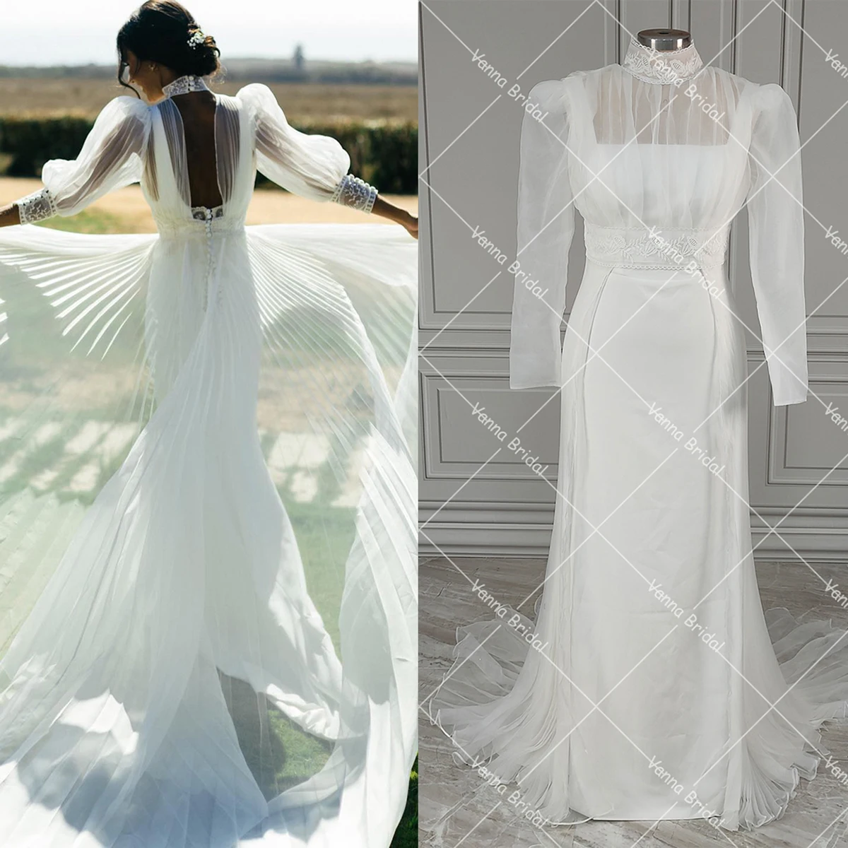 Женское плиссированное платье из органзы, кружевное платье-футляр с высоким воротником и рукавом 3/4, квадратный вырез, нижнее платье 
Женское плиссированное платье из органзы, кружевное платье-футляр с высоким воротником и рукавом 3/4, квадратный вырез, нижнее платье