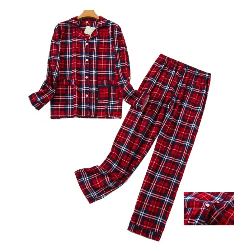 Women's Pajamas Plus Size S-XXXL Clothes Ladies Flannel Cotton Home Wear Suit Autumn Winter Pajamas Plaid Print Sleep Tops
Women's Pajamas Plus Size S-XXXL Clothes Ladies Flannel Cotton Home Wear Suit Autumn Winter Pajamas Plaid Print Sleep Tops