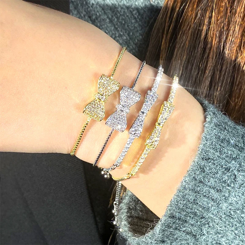JUNZI Sparkling Zirconia Small Bow Bracelet for Women Fashion Simple Silver Color Crystal Adjustable Bracelets Wedding Jewelry
JUNZI Sparkling Zirconia Small Bow Bracelet for Women Fashion Simple Silver Color Crystal Adjustable Bracelets Wedding Jewelry