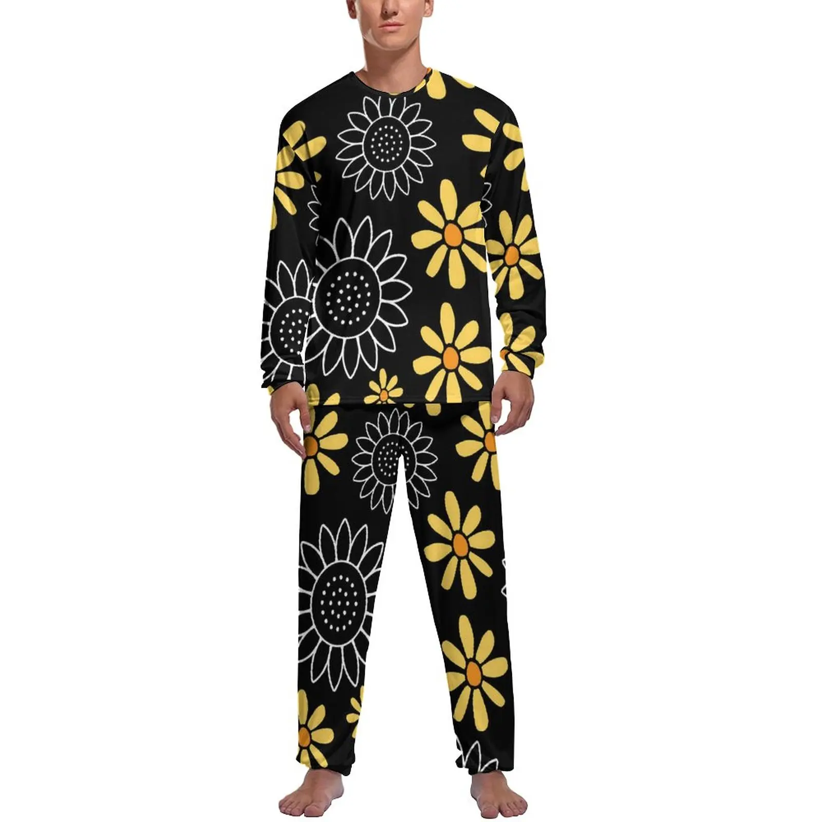 Sunflower Pattern Pajamas Long-Sleeve Cute Flower Two Piece Casual Pajama Sets Spring Mens Printed Warm Sleepwear
Sunflower Pattern Pajamas Long-Sleeve Cute Flower Two Piece Casual Pajama Sets Spring Mens Printed Warm Sleepwear