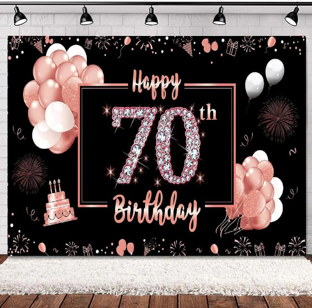 Photography Backdrop 70th Birthday Banner Decorations For Women Happy Party Supplies Rose Gold Poster Balloon Cake Background
Photography Backdrop 70th Birthday Banner Decorations For Women Happy Party Supplies Rose Gold Poster Balloon Cake Background