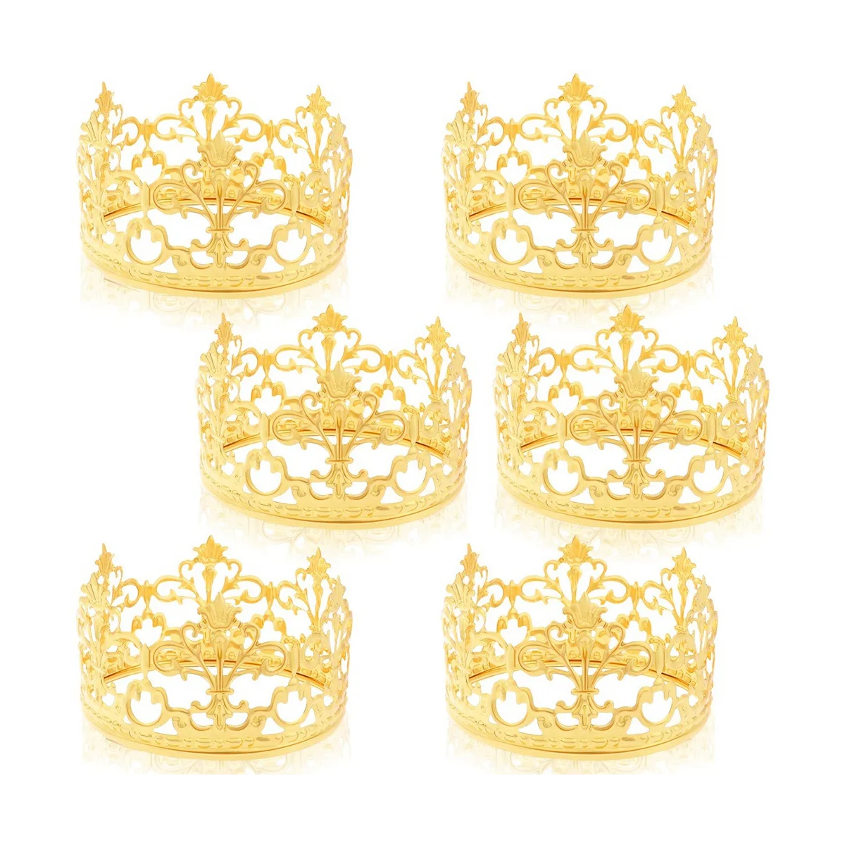 

6 шт., золотые искусственные топперы для торта, принцесса, маленькие топперы для кексов, корона, свадебный торт на день рождения, маленькая корона