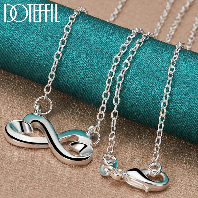 DOTEFFIL 925 Sterling Silver Double Heart Pendant Necklace 18 inch Chain For Woman Engagement Wedding Fashion Charm Jewelry
DOTEFFIL 925 Sterling Silver Double Heart Pendant Necklace 18 inch Chain For Woman Engagement Wedding Fashion Charm Jewelry