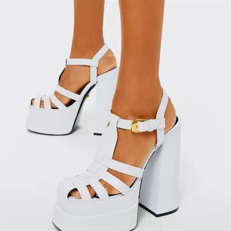 New Women Summer Sandals High Heels Pumps Chunky Heels Platform Ladies Sexy Hollow Buckle Prom Weeding Shoes Plus Size 43
New Women Summer Sandals High Heels Pumps Chunky Heels Platform Ladies Sexy Hollow Buckle Prom Weeding Shoes Plus Size 43