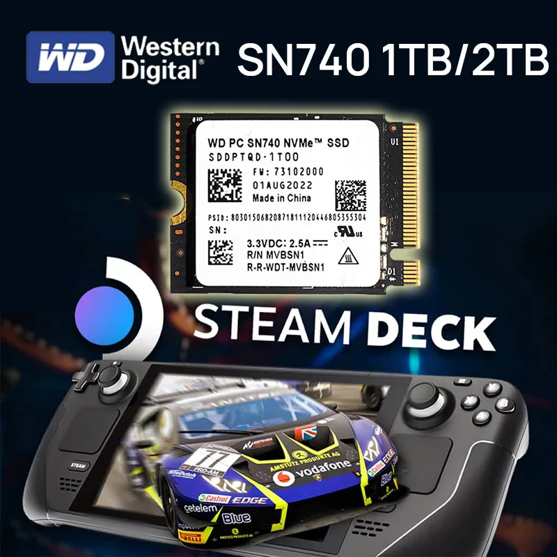 Western Digital 2230 WD SN740 2TB 1TB NVMe PCIe 4.0 M.2 SSD for Steam Deck GPD Rog Ally Surface Laptop Tablet Mini PC Computer
Western Digital 2230 WD SN740 2TB 1TB NVMe PCIe 4.0 M.2 SSD for Steam Deck GPD Rog Ally Surface Laptop Tablet Mini PC Computer