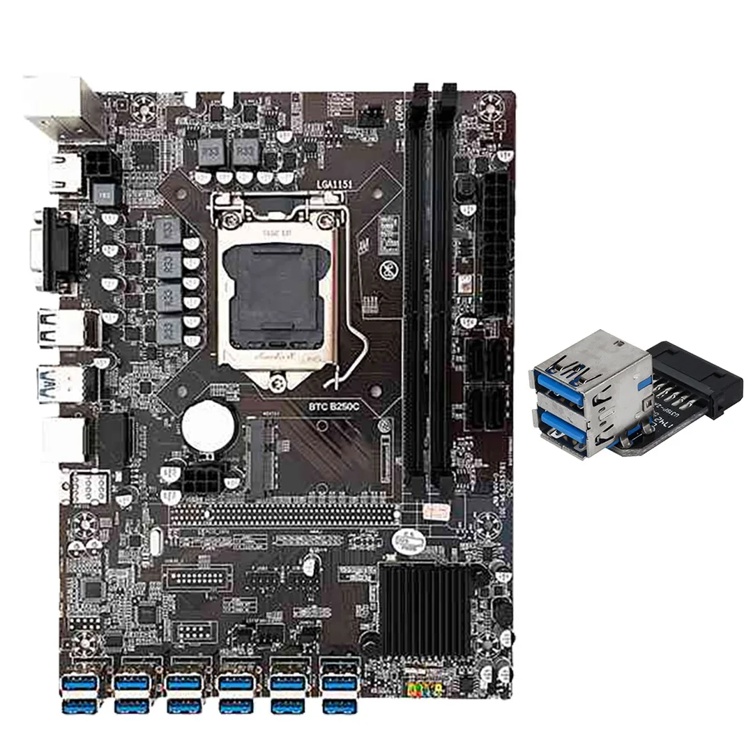 B250C 12 USB3.0 Mining Motherboard with Dual USB3.0 19/20 Pin Adapter 12 GPU Slot LGA1151 DDR4 SATA3.0 MSATA for BTC/ETH
B250C 12 USB3.0 Mining Motherboard with Dual USB3.0 19/20 Pin Adapter 12 GPU Slot LGA1151 DDR4 SATA3.0 MSATA for BTC/ETH