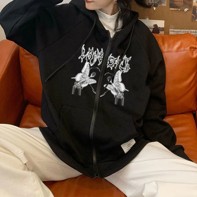 Gothic hoodie y2k aesthetics Harajuku high street hip hop women's cardigan zipper letter wings print mujer top hooded sweatshirt
Gothic hoodie y2k aesthetics Harajuku high street hip hop women's cardigan zipper letter wings print mujer top hooded sweatshirt