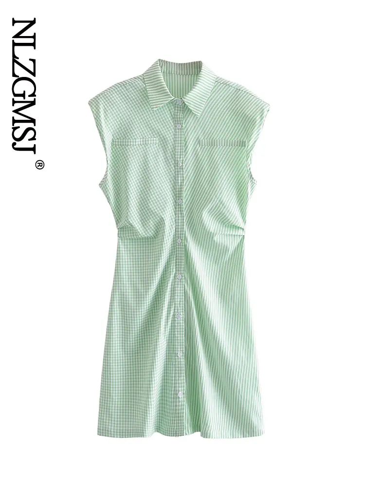 Nlzgmsj 2022 Summer Fashion Sexy Shirt Dress Women Chic Green Single Button Sleeveless Plaid Print Party Dress Vestidos 202204
Nlzgmsj 2022 Summer Fashion Sexy Shirt Dress Women Chic Green Single Button Sleeveless Plaid Print Party Dress Vestidos 202204
