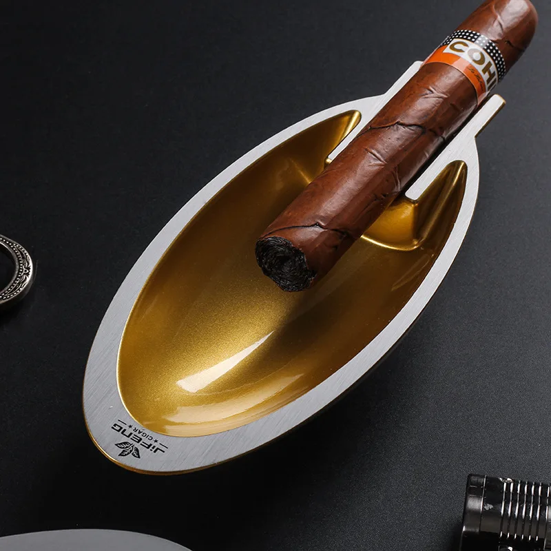 

DEJAYA Titanium Alloy Cigar Ashtray Holder Retro Cuban Cendrier Cigarro Creative Gift Office Gadget Smoking Home Accessories