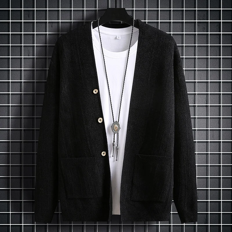 Men's Autumn and Winter Solid Color Cardigan Sweater V-neck Casual Loose Single-breasted Long-sleeved Coat Warm New Cardigan 
Men's Autumn and Winter Solid Color Cardigan Sweater V-neck Casual Loose Single-breasted Long-sleeved Coat Warm New Cardigan