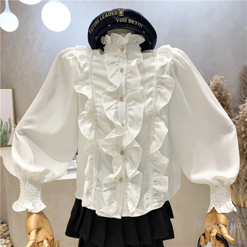 Korean Style White Shirts Women 2022 Spring Autumn New Ruffled Stutch Long Sleeve Loose Puff Sleeves Blouse Office Lady Tops
Korean Style White Shirts Women 2022 Spring Autumn New Ruffled Stutch Long Sleeve Loose Puff Sleeves Blouse Office Lady Tops