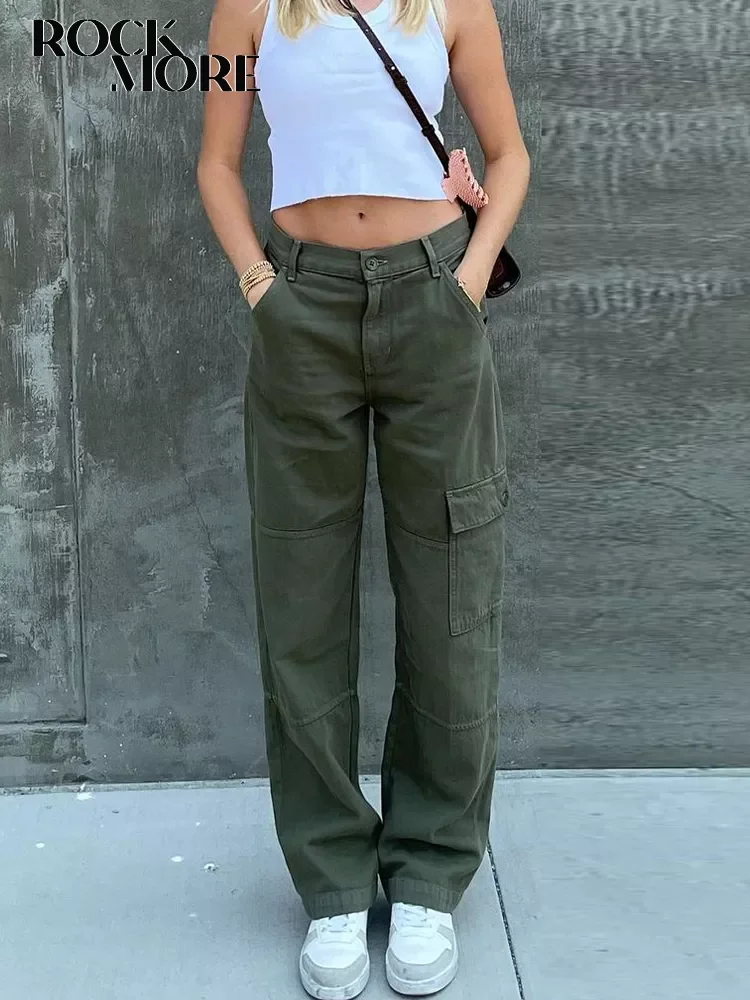 Rockmore Green Vintage Baggy Jeans Women'S Pockets Wide Leg Cargo Pants Streetwear Casual Low Waist Denim Straight Trousers
Rockmore Green Vintage Baggy Jeans Women'S Pockets Wide Leg Cargo Pants Streetwear Casual Low Waist Denim Straight Trousers