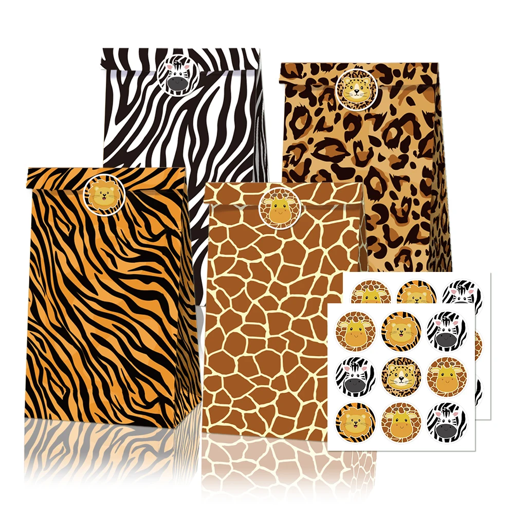 LB066 12Pcs Jungle Animals Tiger Leopard Birthday Party Candy Kraft Paper Gift Bags and Stickers Baby Shower Party Decorations
LB066 12Pcs Jungle Animals Tiger Leopard Birthday Party Candy Kraft Paper Gift Bags and Stickers Baby Shower Party Decorations