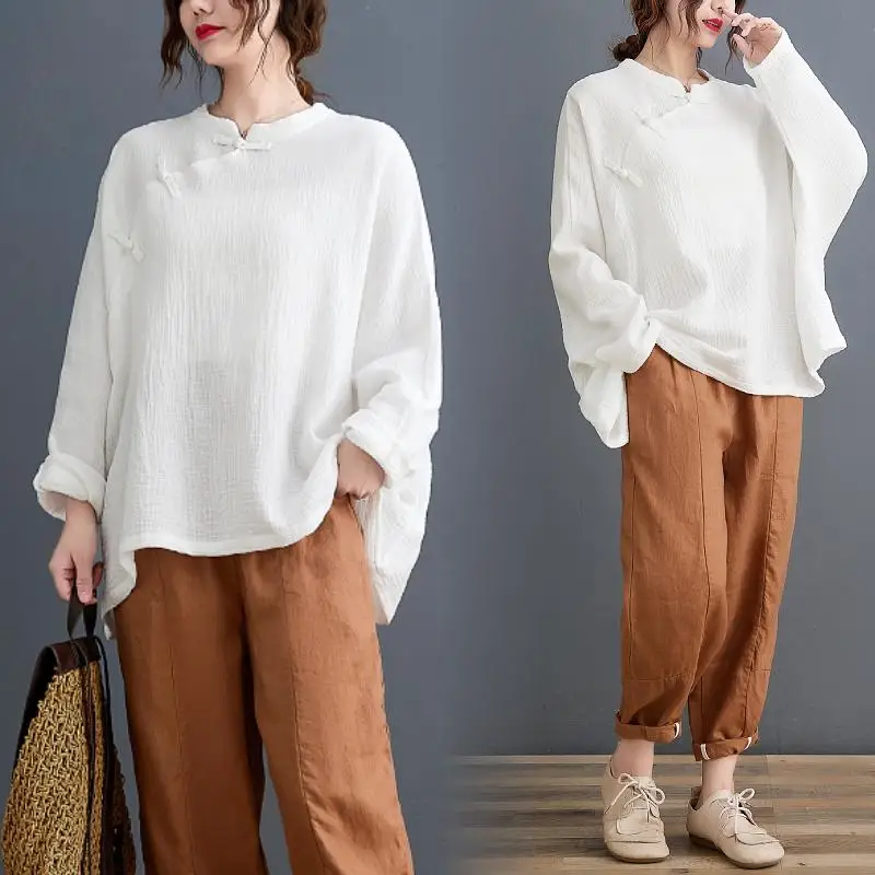 Double Yarn Cotton Women White Blouse Long Bat Sleeves Loose Design Thin Soft Women Summer Spring Blouse
Double Yarn Cotton Women White Blouse Long Bat Sleeves Loose Design Thin Soft Women Summer Spring Blouse