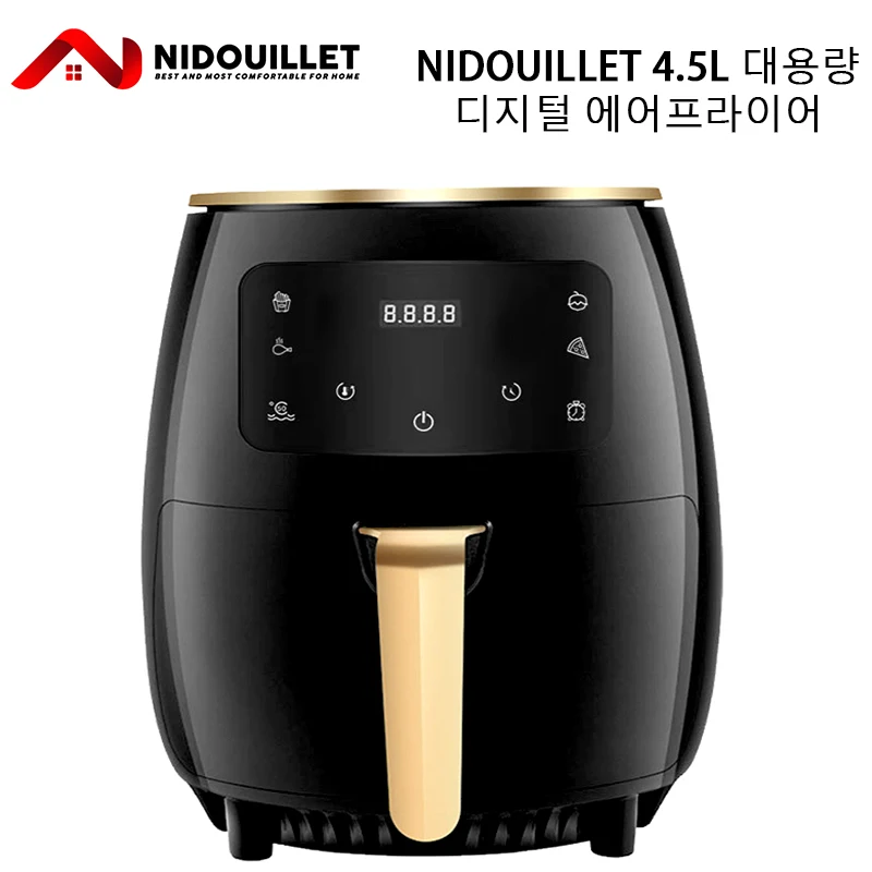 Nidouillet 4.5L 1400W Electric Air Fryer without Oil Health LED Touchscreen Smart Electric Oven Hot Pot Deep Fryer Kitchen
Nidouillet 4.5L 1400W Electric Air Fryer without Oil Health LED Touchscreen Smart Electric Oven Hot Pot Deep Fryer Kitchen