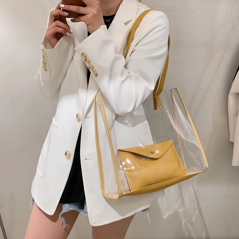Women's Transparent Handbags Casual Female Large Capacity Shopping Shoulder Bags Portable Summer Beach Totes
Women's Transparent Handbags Casual Female Large Capacity Shopping Shoulder Bags Portable Summer Beach Totes