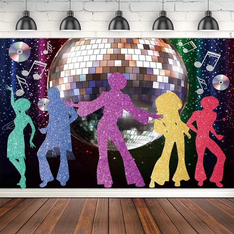 

Disco Ball Photography Backdrop Neon Back To 70s 80s 90s Let's Crazy Glow In The Prom Birthday Party Decoration Music Background