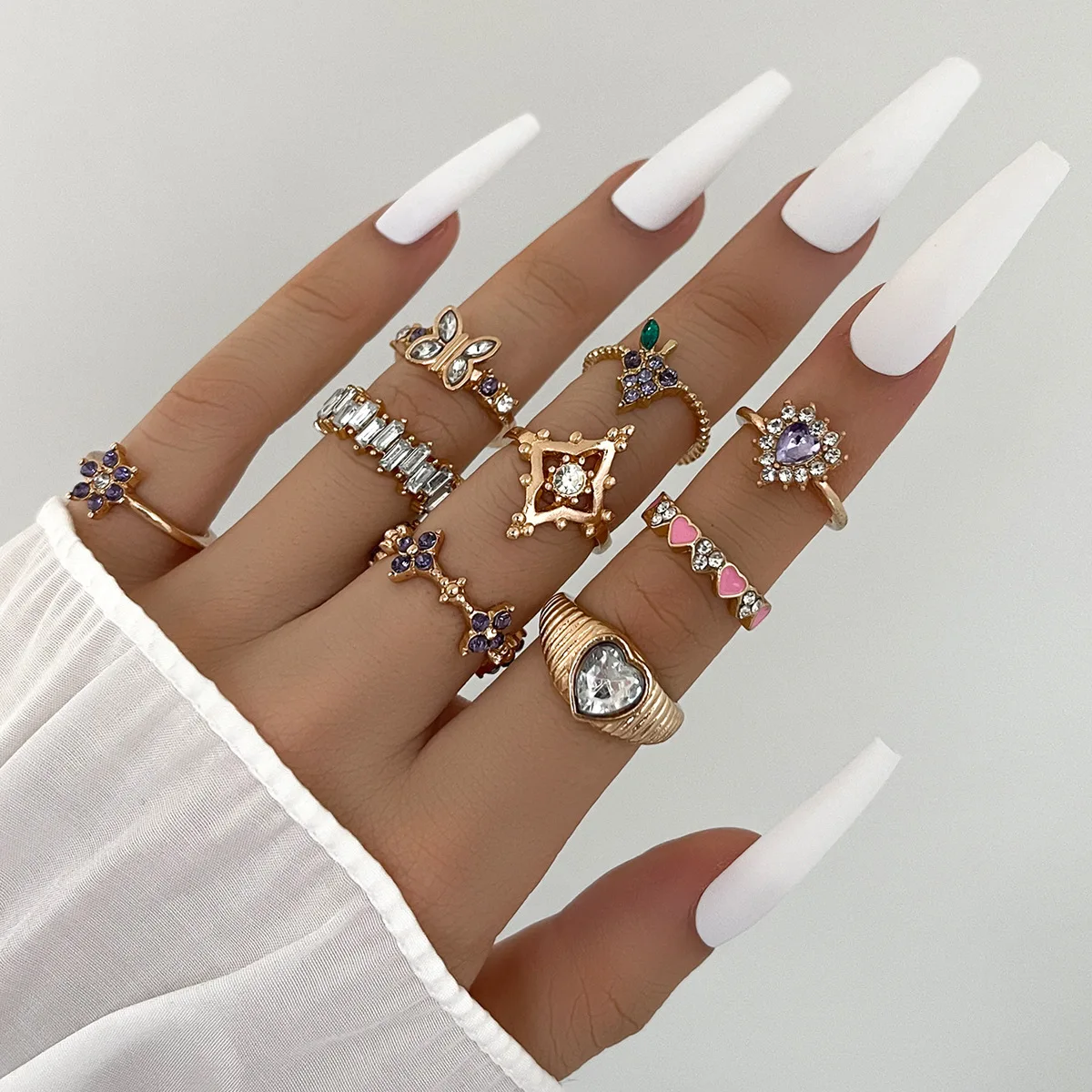 Boho Butterfly Ring Set for Women Girl Finger Knuckles Jewelry Cross Heart Star Wave Metal Rhinestone Pearl Wedding Party Gift
Boho Butterfly Ring Set for Women Girl Finger Knuckles Jewelry Cross Heart Star Wave Metal Rhinestone Pearl Wedding Party Gift