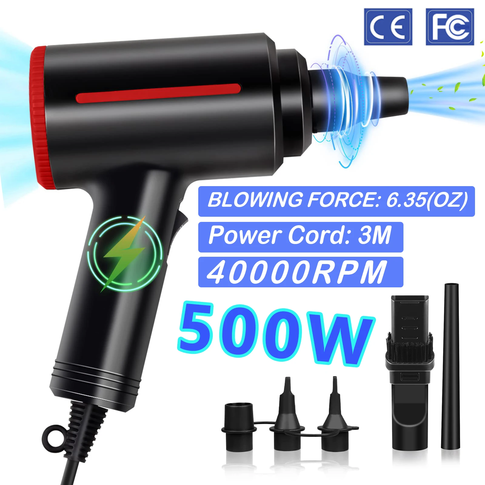 Electric Air Duster & Air Pump 2-in-1,500W Air Blower Air Cleaner for Computer,PC,Laptop Keyboard Cleaner,Swimming Rings
Electric Air Duster & Air Pump 2-in-1,500W Air Blower Air Cleaner for Computer,PC,Laptop Keyboard Cleaner,Swimming Rings