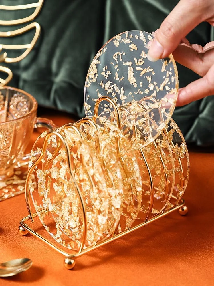 Acrylic heat insulation gold foil coaster dining table high-value coaster round coaster anti-high temperature non-slip coaster
Acrylic heat insulation gold foil coaster dining table high-value coaster round coaster anti-high temperature non-slip coaster