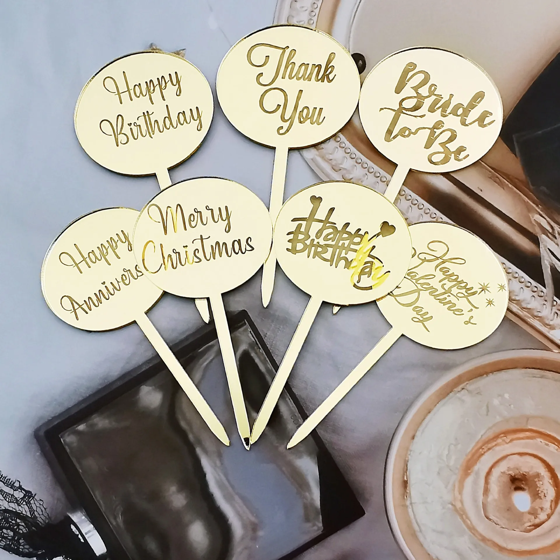 5PCS Circular Laser Marking Acrylic Happy Birthday Cake Topper Happy Anniversary Oh baby Happy Valentine's Day Cake Decoration
5PCS Circular Laser Marking Acrylic Happy Birthday Cake Topper Happy Anniversary Oh baby Happy Valentine's Day Cake Decoration