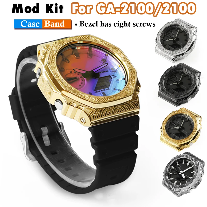 Набор для часов Casioak GA2100 GA2110 GAB2100, резной узор, металлическая фоторамка из нержавеющей стали, аксессуары для ремонта, инструменты
Набор для часов Casioak GA2100 GA2110 GAB2100, резной узор, металлическая фоторамка из нержавеющей стали, аксессуары для ремонта, инструменты