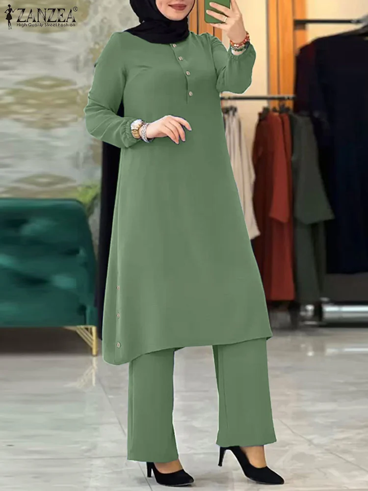 ZANZEA Fashion Women Muslim Sets Casual Long Sleeve Blouse Wide Leg Pant Suits 2PCS Loose Ramadan Tracksuit Islamic Clothing
ZANZEA Fashion Women Muslim Sets Casual Long Sleeve Blouse Wide Leg Pant Suits 2PCS Loose Ramadan Tracksuit Islamic Clothing
