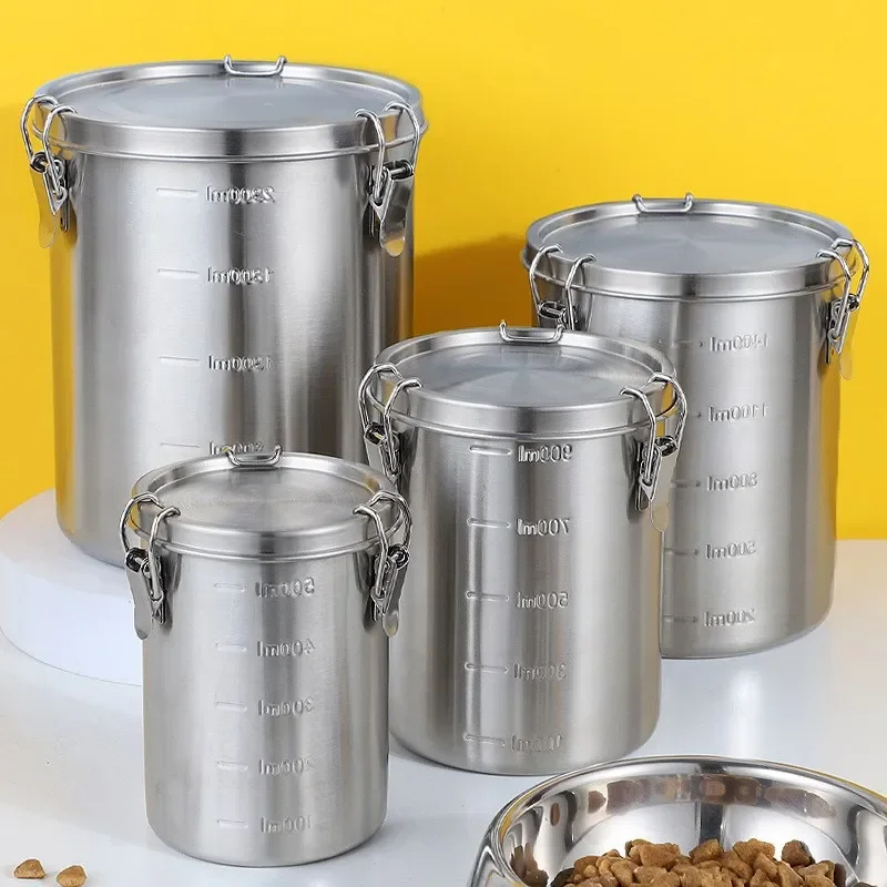 Stainless Steel Pet Dog Food Storage Box Insect-Proof Moisture-Proof Pet Feed Container Food Storage Barrel Dog Cat Feeder 
Stainless Steel Pet Dog Food Storage Box Insect-Proof Moisture-Proof Pet Feed Container Food Storage Barrel Dog Cat Feeder