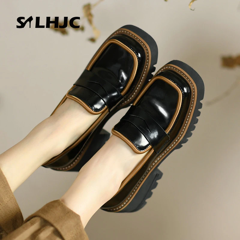 Туфли SLHJC женские на платформе, кожаные лоферы, высокий каблук, квадратный носок, винтажные, оксфорды, без застежки, весна-осень
Туфли SLHJC женские на платформе, кожаные лоферы, высокий каблук, квадратный носок, винтажные, оксфорды, без застежки, весна-осень