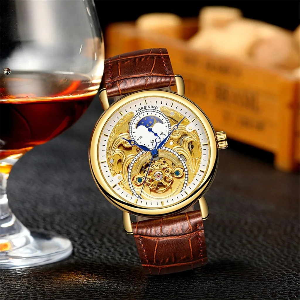 Men'S Watches Top Brand Luxury Fashion Men'S Leather Band Wristwatch Hollow Moon Phase Carved Automatic Mechanical Watch
Men'S Watches Top Brand Luxury Fashion Men'S Leather Band Wristwatch Hollow Moon Phase Carved Automatic Mechanical Watch