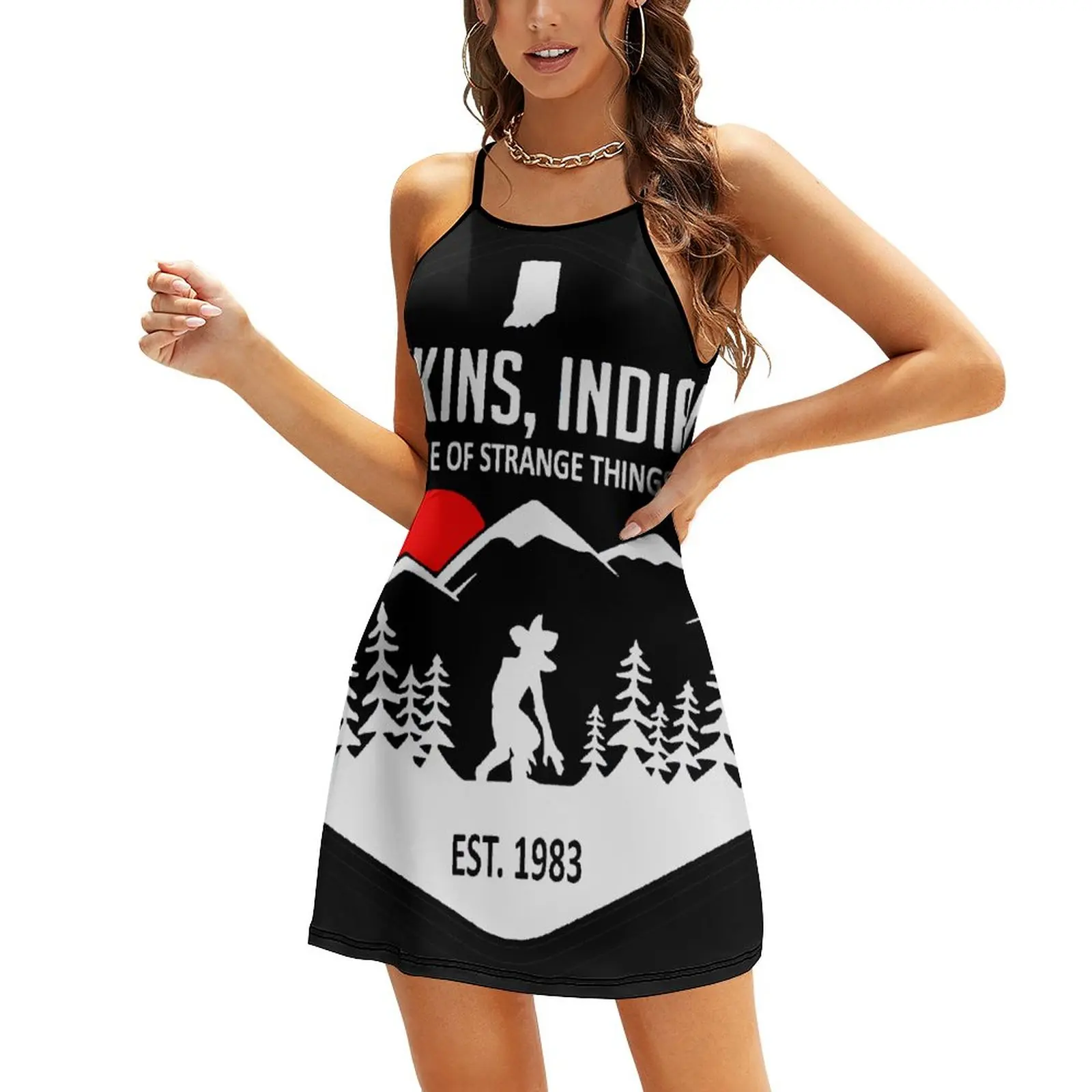 Visit Hawkins Home of Stranger Things Women's Sling Dress Cool Suspender Dress Funny Graphic Exotic Woman's Gown Cocktails
Visit Hawkins Home of Stranger Things Women's Sling Dress Cool Suspender Dress Funny Graphic Exotic Woman's Gown Cocktails