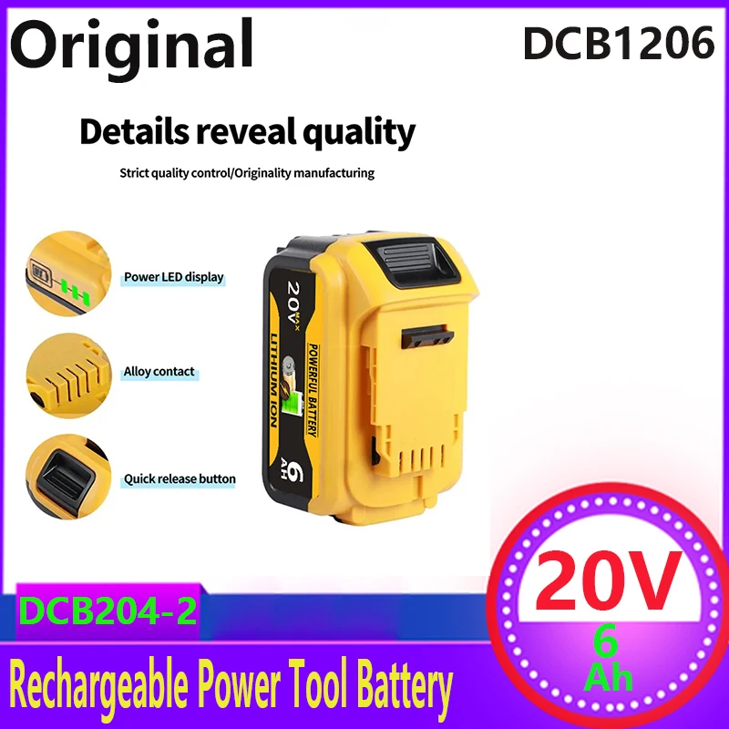 DCB200 20V 6000mAh Replaceable Li-ion Battery Compatible For Dewalt 18 Volt MAX Power Tools Battery DCB205 DCB201 DCB203
DCB200 20V 6000mAh Replaceable Li-ion Battery Compatible For Dewalt 18 Volt MAX Power Tools Battery DCB205 DCB201 DCB203