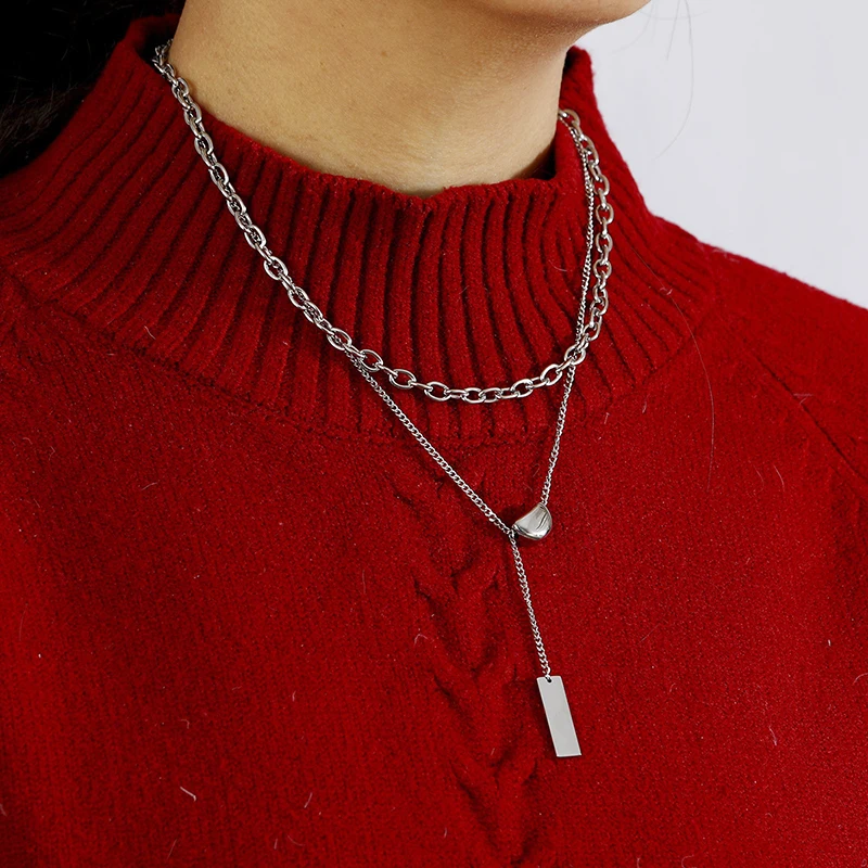 Fashion Hip Hop Stainless Steel Double Layer Women's Necklace Personality Girl Party Birthday Exquisite Necklace Jewelry Gift
Fashion Hip Hop Stainless Steel Double Layer Women's Necklace Personality Girl Party Birthday Exquisite Necklace Jewelry Gift